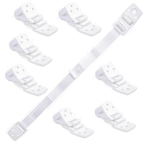 Bébé Earth Anti-Tip Straps (8-Pack) - Baby Proofing & Child Safety Kit, White