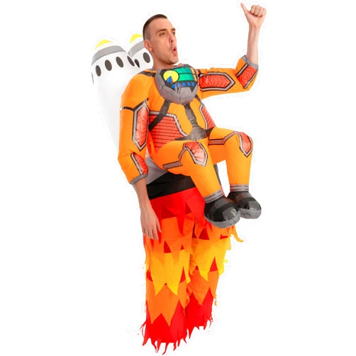 Spooktacular Creations Adult Inflatable Halloween Costume Jet Pack Astronaut Inflatable Blow Up Costume with Rockets