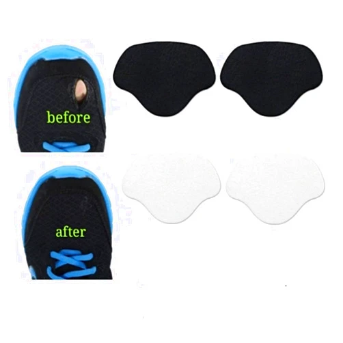 Heng happy Sneaker Toe/Heel Prevention Repair, Shoe Hole Toeburst Patch/Insert, Wear Self-adhesive, 1pairs of Black and 1 pair of White