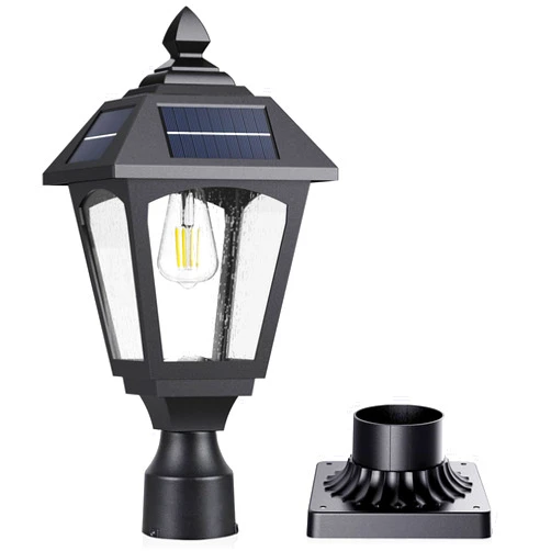 Benany Solar Post Lights Outdoor, Solar Lamp Post Light, Aluminium Solar Powered Dusk to Dawn Outdoor Post Lights with Pier Mount Base, Perfect for Outside Yard Garden Pole Pillar, 100 Lumens (Warm White) ﻿