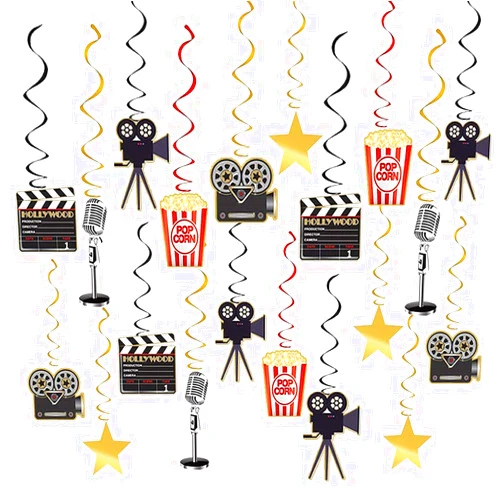 CQI Movie Night Party Supplies Hanging Decorations - 30pcs Hollywood Movie Theme Party Decorations