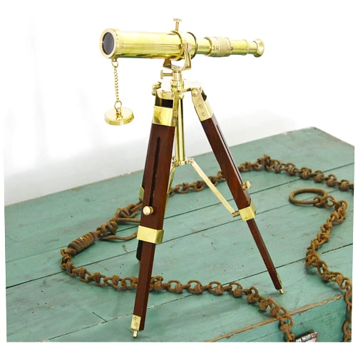 CollectiblesBuy Vintage Brass Telescope Tripod Stand Antique Desktop Telescope for Home Decor & Table Accessory Nautical Spyglass Telescope for Navy and Outdoor