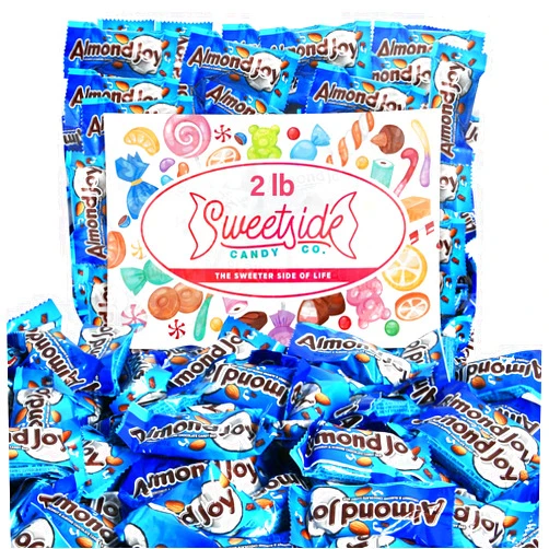 SWEETSIDE CANDY CO. Almond Joy Milk Chocolate Coconut & Almond Bars - Gluten Free Individually Wrapped Bulk Candy Chocolate Coconut Almonds Snack Size Bar for Melt-in-Your-Mouth Indulgence for Kids and Adults, 2 Pounds