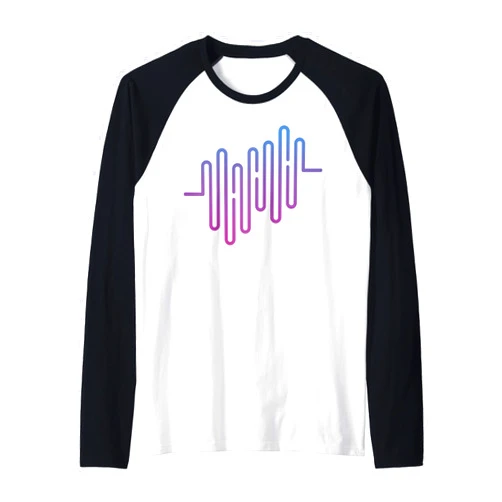 Waveform Modular Synthesizer Audio Engineer Waveform Modular Synthesizer Audiowaves Music Heartbeat Blue Raglan Baseball Tee