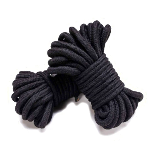 JANDANT Soft Cotton Rope 2 Pcs (Black) 32 Feet/10m Length 8mm (1/3 inch) Diameter Multipurpose Twisted Long Durable Ropes