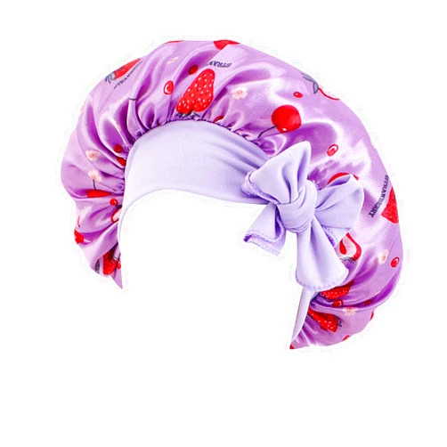 EnJoCho Boys Flower Cap Kids Girls Boys Head Hat Cap Hair Turban Head Wrap Turban Hats Bath Shower Cap (Purple, One Size)
