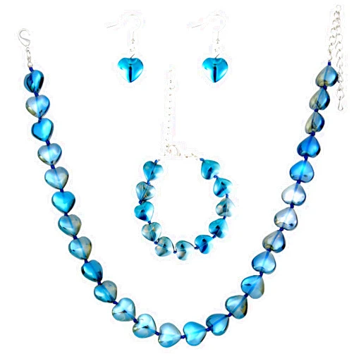 UCHAIUP Love Necklace Bracelet Earrings Set - Complete Set of Translucent Gradient Glass Jewelry for Yourself or as a Gift