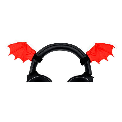 Handmade BeamTeam3D Bat Wings for Headphones - Bat Headphone Attachment in Various Colors with Self Fastener - Cosplay Bat Ears for Gamers and Streamers (Set of 2) (Red)