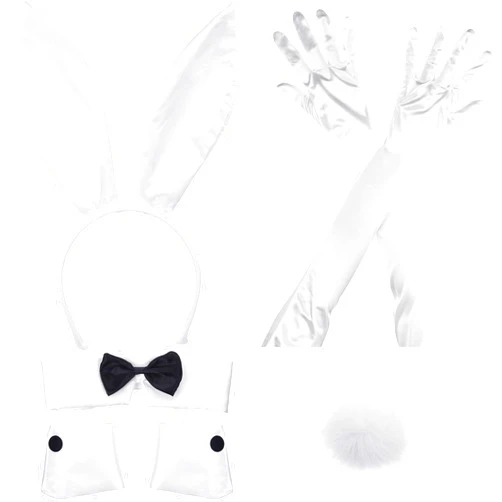 Zhanmai Bunny Costume Set Including Bunny Ear Headband, Cuffs and Bunny Tail Accessory for Easter Party