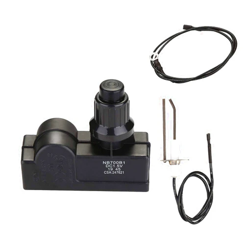 WADEO Fire Pit Igniter, Push Button Ignition Kit with 2 Outlets and Ground Wire for Fire Pit Gas Burner System