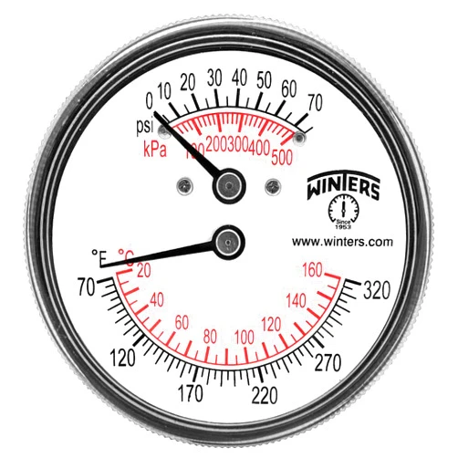 Winters Instruments Winters TTD Series Steel Dual Scale Tridicator Thermometer with 2