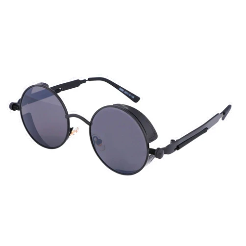 FEISEDY Retro Gothic Steampunk Sunglasses Round Metal Frame Punk Circle Inspired Shade Men B1857