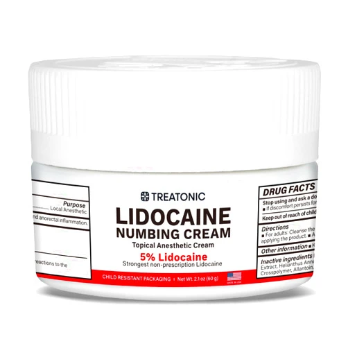 Treatonic Lidocaine Tattoo Numbing Cream: Painless 5% Lidocaine Tattoo Numbing Cream for Tattoos- Topical Anesthetic Numb Maximum Strength for Tattoo, Piercing, Injection, Waxing, Microneedling - 2.1 oz/60 g