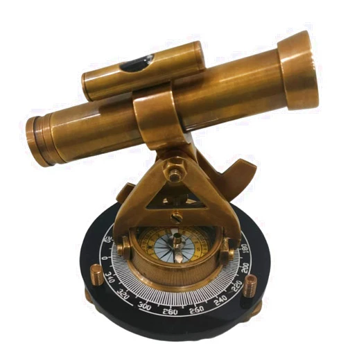 CollectiblesBuy Decorative Antique Brass Alidade Compass & Telescope with Black Base Nautical Telescope Compass - Home/Office Table Décor Marine Gift Item