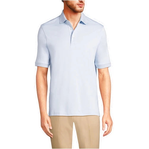 Lands' End School Uniform Men's Short Sleeve Supima Cotton Polo Shirt