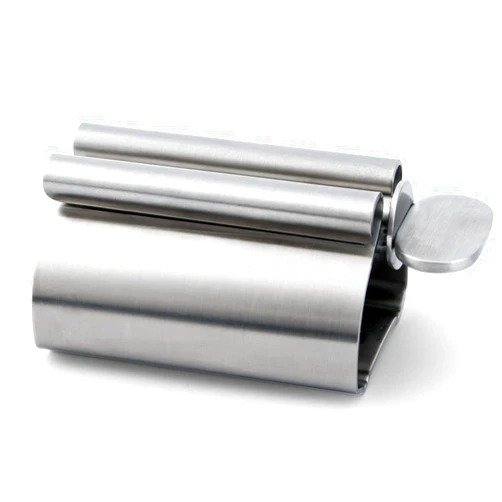 LOVEINUSA Toothpaste Tube Squeezer Dispenser, 1PCS Toothpaste Roller Squeezer Tool Metal Stainless Steel Tooth Paste Holder for Bathroom, Silver