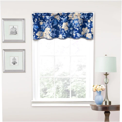 Waverly Traditions Forever Yours Floral Scalloped Rod Pocket Valance for Windows in Bedroom, Kitchen, or Living Room, 52