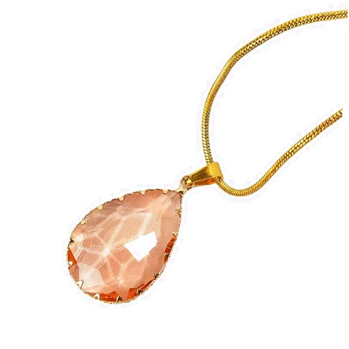 VHH STORE Cute Water Drop Glass Pendant Necklaces For Women Stainless Steel Trendy Female Temperament Sweet Neck Chain Jewelry