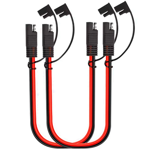 Qishing 2 pack10AWG SAE Extension Cable 10 Gauge SAE to SAE Extension Cord with Two Prong Connectors for Solar RV Automotive (1FT)