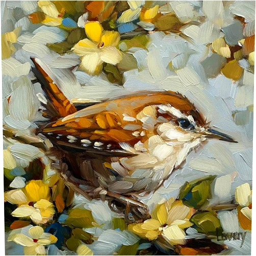 ArtDirect Carolina Wren 11x11 UnFramed Art Print Poster Ready for Framing by Lavery, Andrea