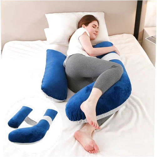 Anfrandce Pregnancy Pillows, Pregnant Women Must Haves Maternity Pillows for Sleeping with Removable Cover, Pregnancy Body Pillow, Body Pillows for Maternity, Blue and Grey