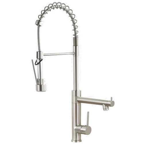 Fapully Commercial Kitchen Sink Faucet, Pull-Down Sprayer Kitchen Faucets Brushed Nickel