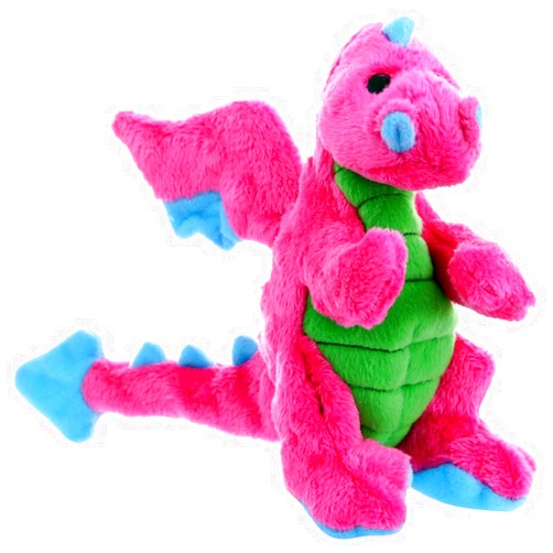 goDog Bubble Plush Dragons Squeaky Dog Toy, Chew Guard Technology - Pink, Large