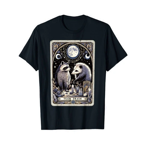 Team Trash Raccoon Tarot Cards Team Trash Tarot Card Opossum Witchcraft Goth Possum Racoon T-Shirt
