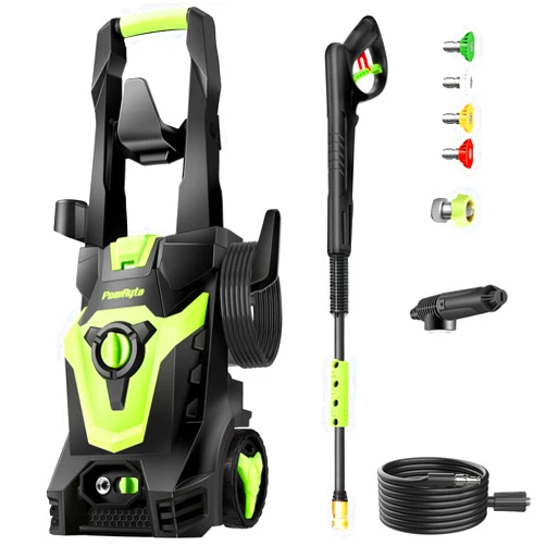 PowRyte Electric Pressure Washer, Foam Cannon, 4 Different Pressure Tips, Power Washer, 3800 PSI 2.4 GPM