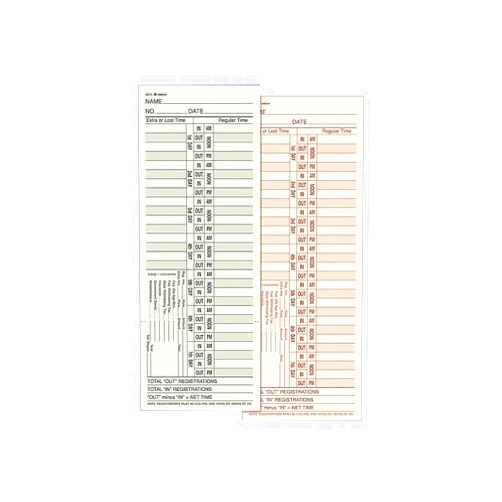 Adams Time Cards, Bi-Weekly, 2-Sided, Overtime Format, 3-3/8