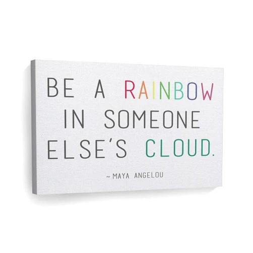 SmileArtDesign Be A Rainbow in Someone Elses Cloud Quote Canvas Print Motivational Wall Art Saying Home Decor Artwork Bedroom Living Room Ready to Hang Made in The USA - 8x12