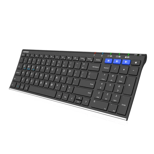 Arteck HB193 Universal Bluetooth Keyboard Multi-Device Stainless Steel Full Size Wireless Keyboard for Windows, iOS, Android, Computer Desktop Laptop Surface Tablet Smartphone Rechargeable Battery