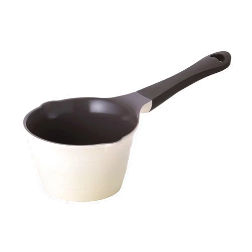 Neoflam 1qt Saucepan Butter Warmer Milk Boiling|Melting Pot, Ecolon Healthy Ceramic Nonstick Coating PFOA-free, 2 Pour Spouts, Dishwasher Safe, Ivory