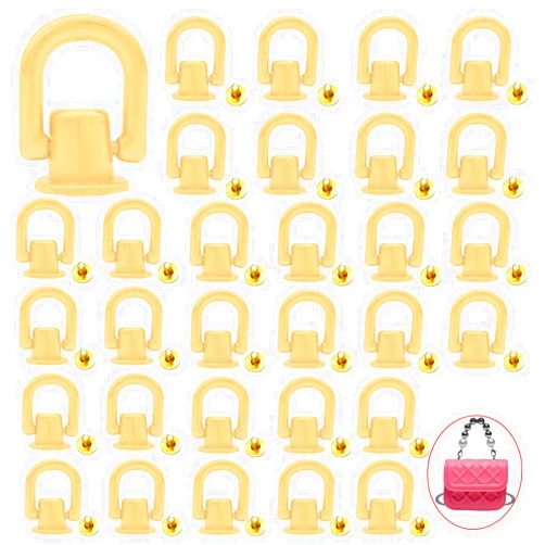 GeoGeoDIY 30 Pcs D Ring Stud Screw Ball Post Head Buttons 360 Rotatable for DIY Leather Collar Belt Handbag Shoes Case Motorcycle Jeans Brass Rivets ect(Golden)