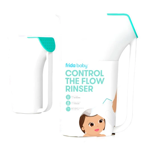 Frida Baby Control The Flow Bath Rinse Cup | Rinser Cup to Wash Hair + Body | Rinser Cup for Bath Time with Easy Grip Handle + Removable Rain Shower