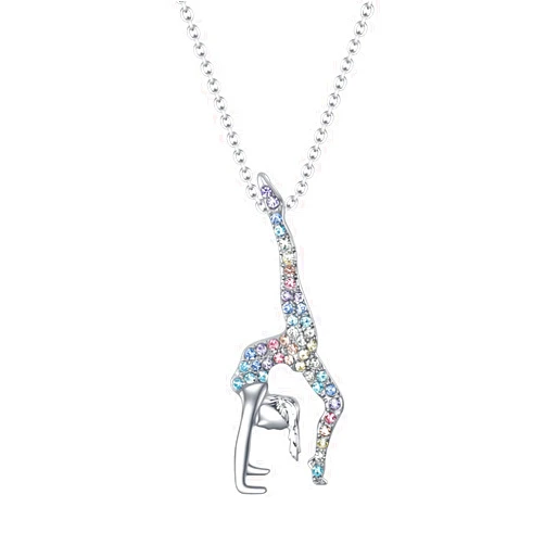 SUMFAN Gymnastics Gifts for Girls,Gymnastics Necklace Jewelry Sport Ballerina for Girls Birthday Christmas Gifts