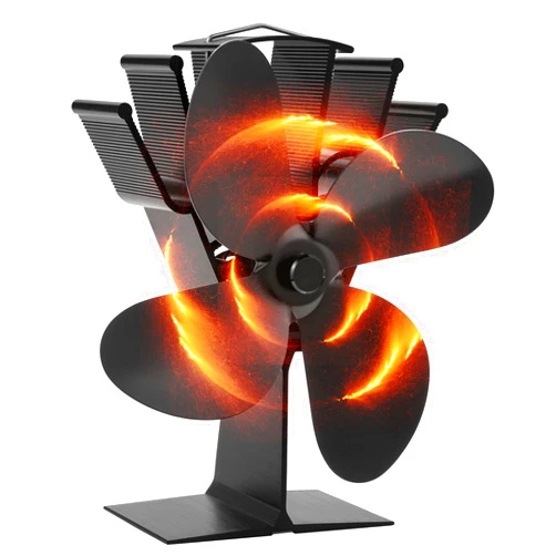 COMBIUBIU Wood Stove Fan 4 Blade Fireplace Fan for Wood Burning Stove,Heat Powered Stove Fan Komin Log Wood Stove Accessories,Silent Operation Circulating Warm Air(Non Electric)
