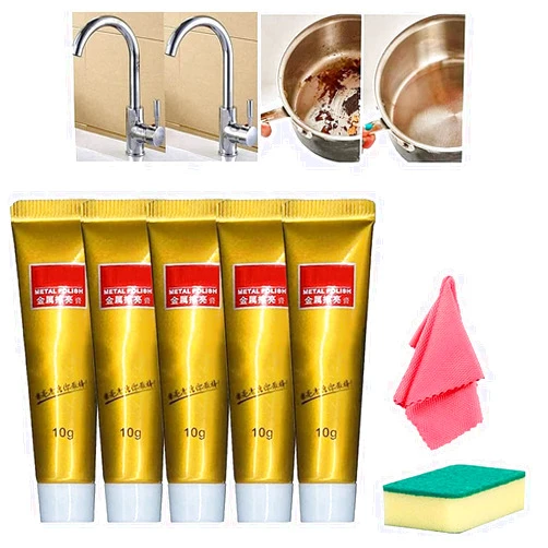 Nihexo 2022 New Metal Polishing Paste,Ultimate Metal Polish Cream,Fixini All Metal Polish Cream,Stainless Steel Cleaning Paste Powerful Cleaner,Multifunction Rust Remover for Stainless Steel/Brass (5Pcs)