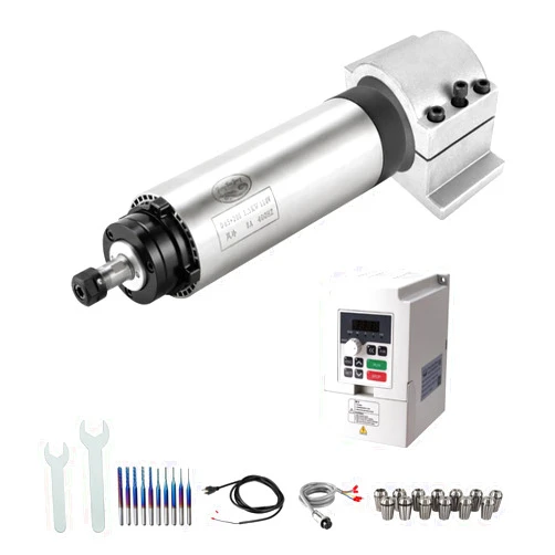 Zhong Hua Jiang CNC Spindle Motor Kits, 110V 1.5KW Φ80mm ER16 CNC Spindle Air Cooled Spindle Motor+110V 1.5KW VFD+Φ80mm CNC Clamp Mount + ER16 Collet Set+ Drill Bits+Wrenches for CNC Router Mahine