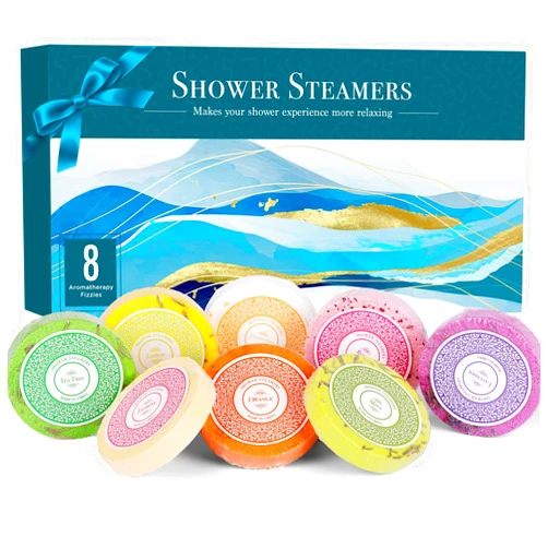 BYART Shower Steamers Aromatherapy - 8 Pack Pure Essential Oil Shower Bombs for Home Spa Bath Self Care, Essential Oil Stress Relief and Relaxation Bath Gifts for Mom Women, Birthday Christmas Day Green