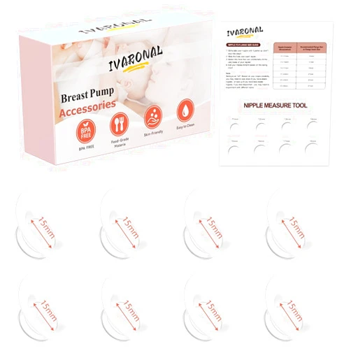 IVARONAL 8pcs Flange Insert 15mm Compatible with Compatible with Momcozy M9/M6/M5/S12 Pro/V1 Pro/V2 Pro,for Spectra/Medela/MomMed/eufy/Lansinoh/Elvie Breast Pump,Replace for Momcozy Breast Pump Parts Shield