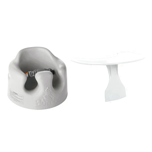 Bumbo Baby Floor Seat with Removable Tray for Feeding and Play, Easy-Clean Soft Seating Support for 3-12 Months with 3-Point Safety Harness, Cool Grey