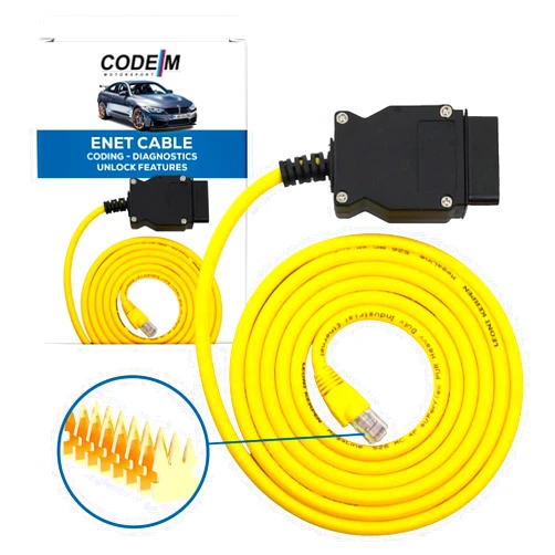 Reloot CODE M - ENET OEM Cable OBD2 for BMW F G i Series Coding | E SYS ISTA+ ICOM Bootmod3 Bimmercode Compatible | Heavy Duty Cable | for CarPlay Activation