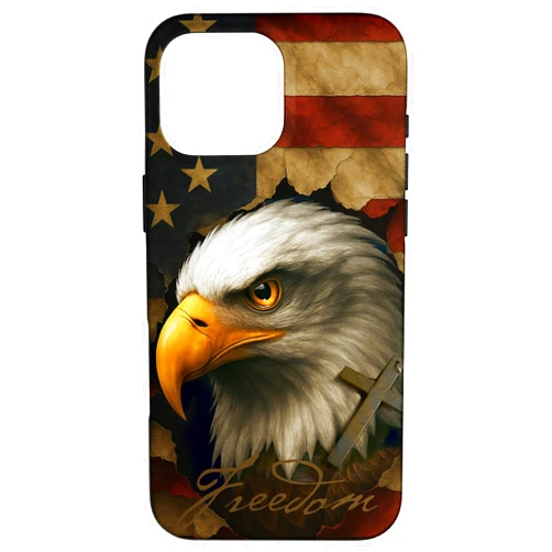 Pacific Oracle T Shirts & Gifts Freedom Cross & Eagle – Military Distressed American Flag Case for iPhone 16 Pro Max