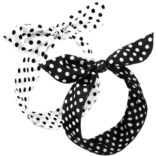 Hicarer 2 Pieces Polka Dot Headbands for Women Headband Retro Bandana Halloween Dress Up 50s Wire Hairband Vintage Print Christmas Hairband(0.23 Inch,Black, White)