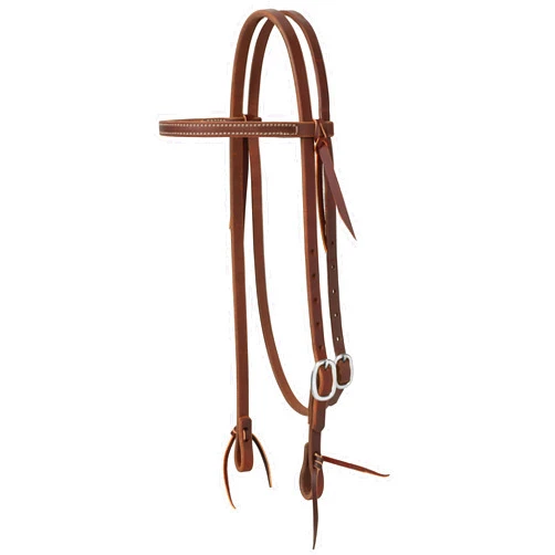 Weaver Leather Working Tack Straight Browband Stainless Steel Single Buckle Headstall, Oiled Canyon Rose, 5/8