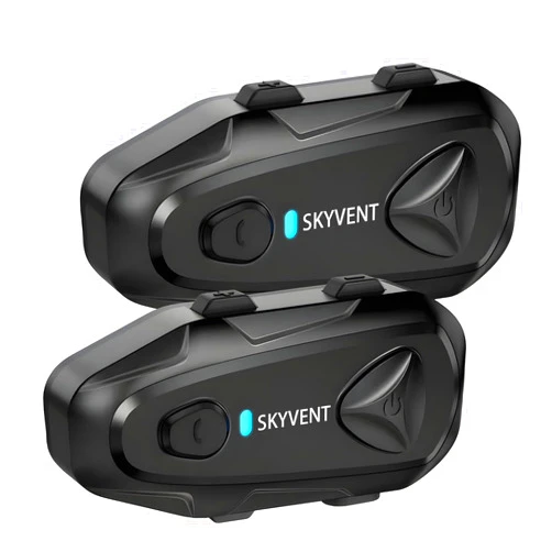 SKYVENT Q4 Motorcycle Bluetooth Communication System Headset Intercom, 4 Riders 1500m Music Sharing, FM, Noise Cancellation, IP65 Waterproof, Dual Pack (Q4)