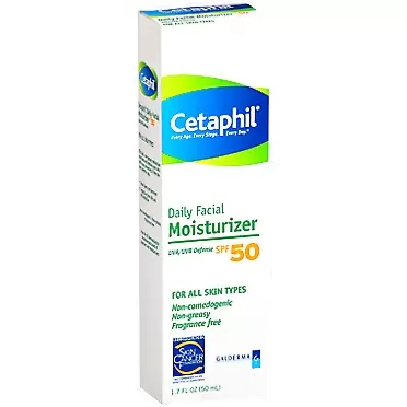 Cetaphil Daily Facial Moisturizer with sunscreen SPF 50+, 1.7 oz 1.7 Fl Oz (Pack of 1)