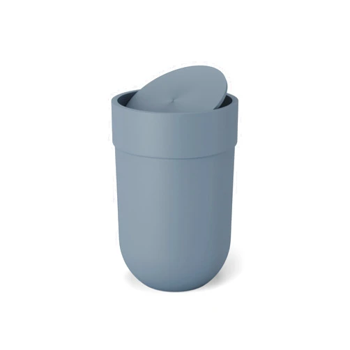 Umbra Touch Waste Can, Small Trash Can with Lid, Swing Lid Waste Basket, Garbage Can with Lid for Washroom/Bathroom, Slate Blue