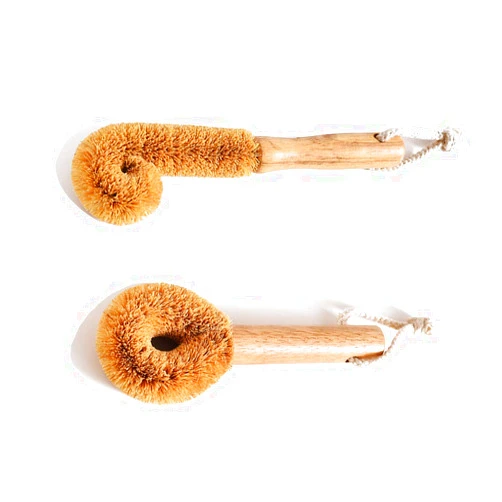 Dirk Wodden Cleaning Brush, Bottle Washing Brush, Pan Scrub Brush, Natural Coconut Fiber Brush Head , Sturdy, Deep Cleaning, Eco-Friendly